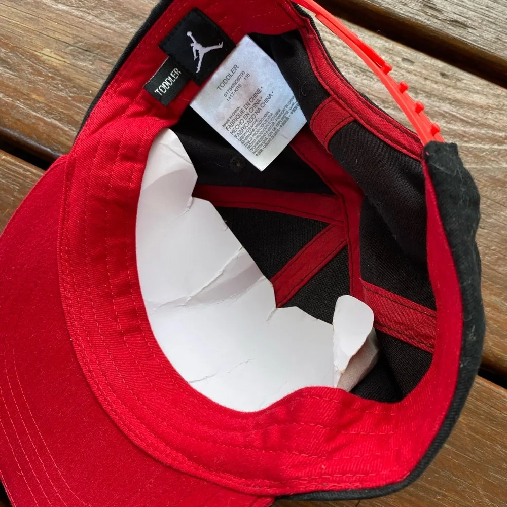 NEW Jordan Black and Red Snapback Hat toddler size with Holographic Logo